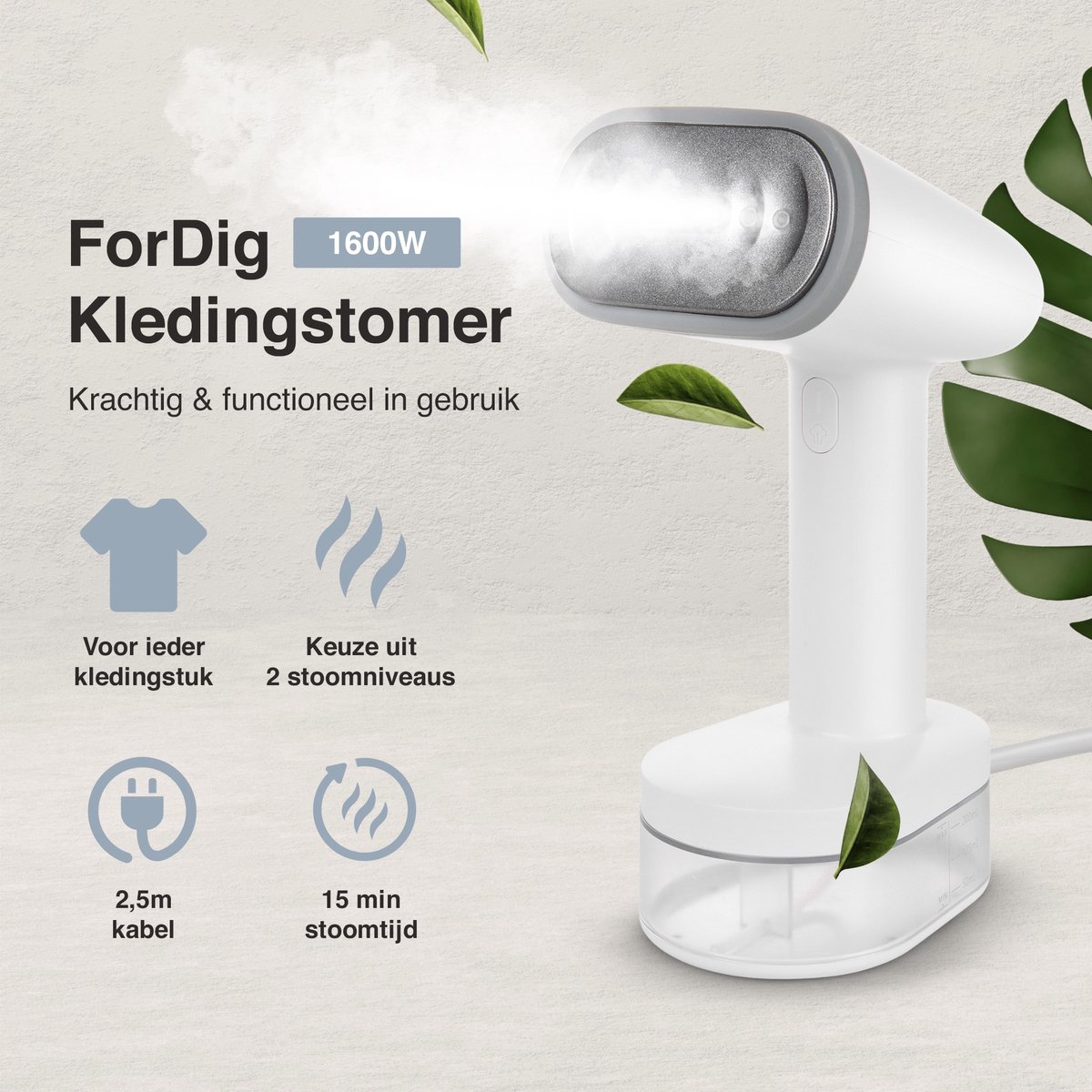 ForDig Kledingstomer 1600W met 2 Opzetstukken en Handschoen