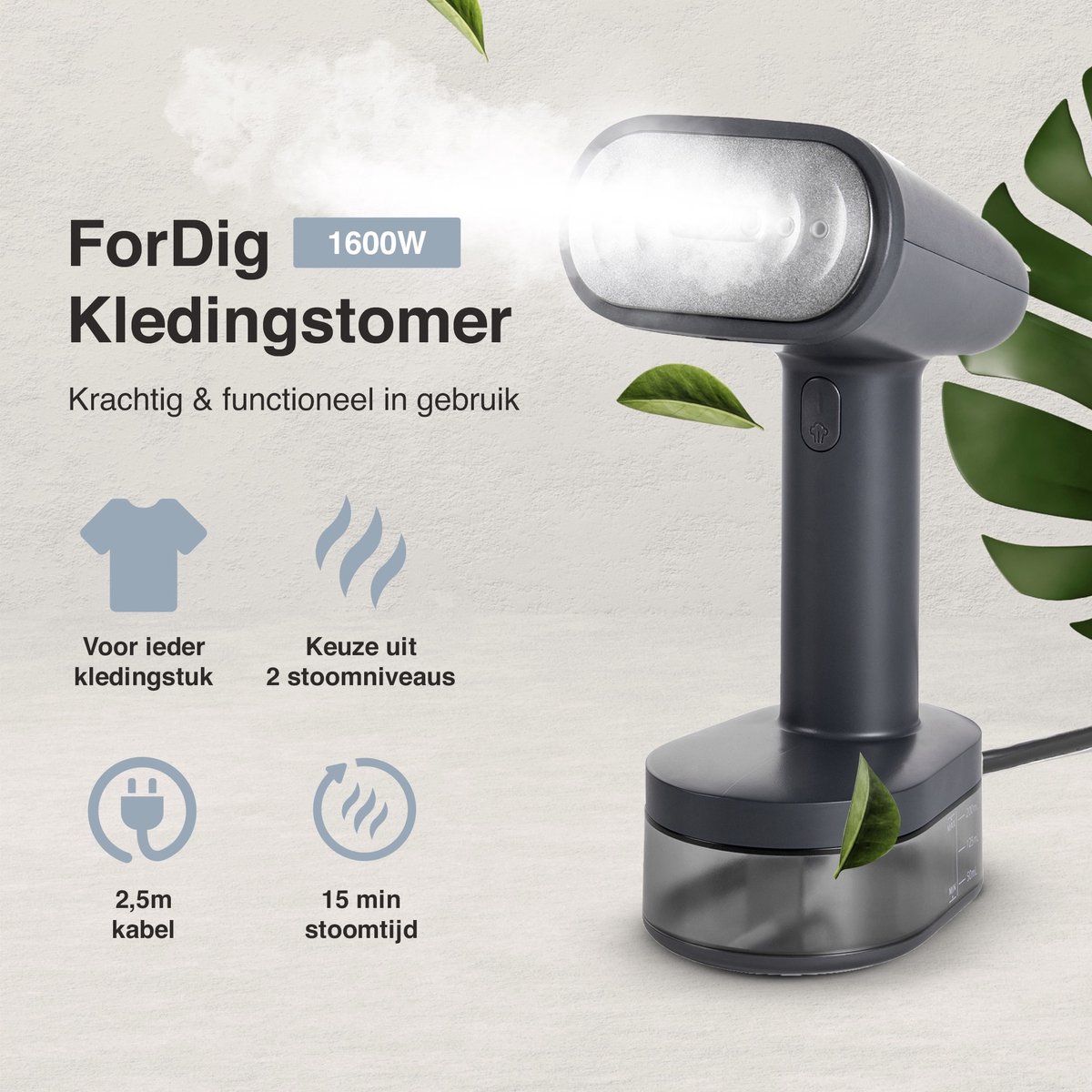 ForDig Kledingstomer 1600W met 2 Opzetstukken en Handschoen
