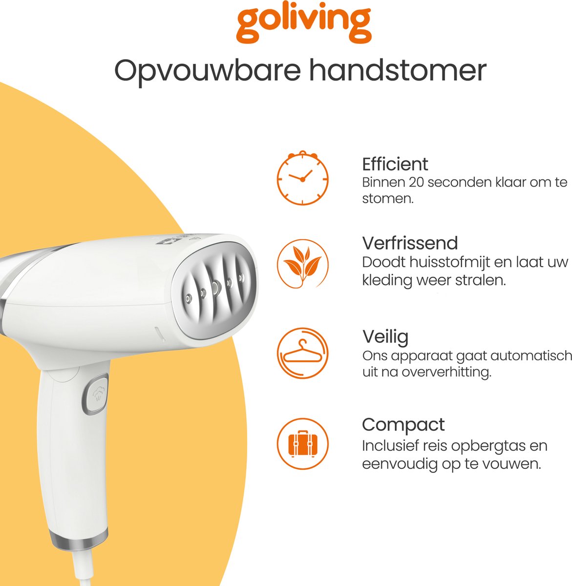 Goliving Handstomer Kledingstomer Wit Opvouwbaar Met Reis-etui