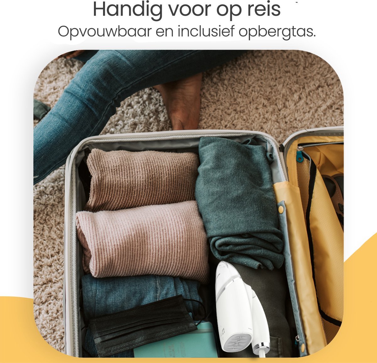 Goliving Handstomer Kledingstomer Wit Opvouwbaar Met Reis-etui
