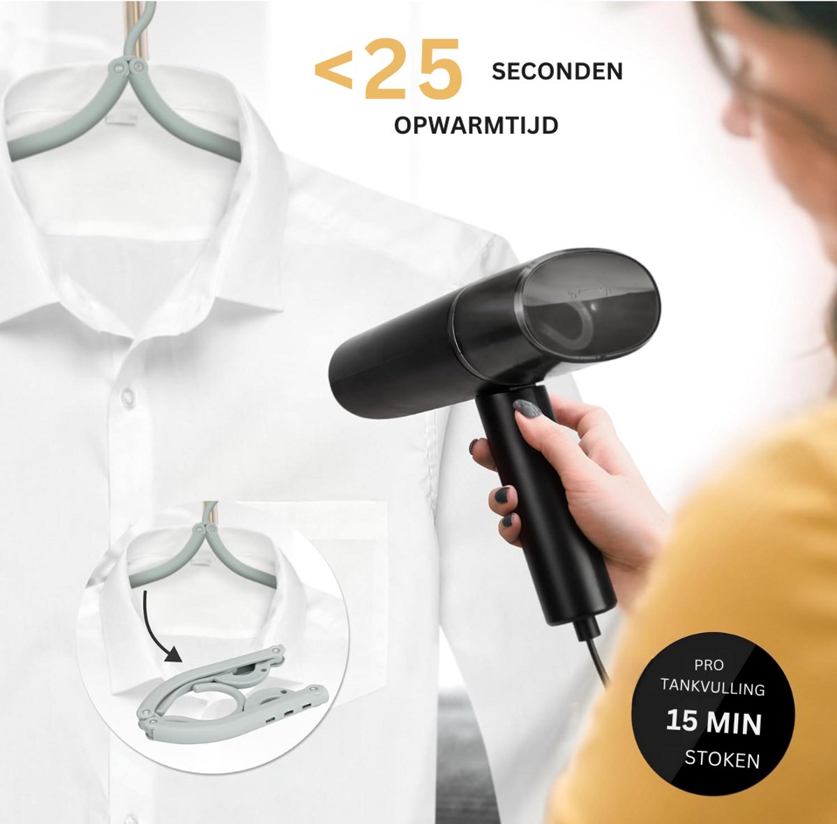 Goodivery Compact Stoomstrijkijzer met Reisset Zwart