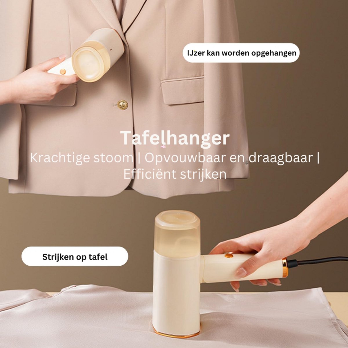 Goodivery Draagbare Opvouwbare Stoomborstel Champagne