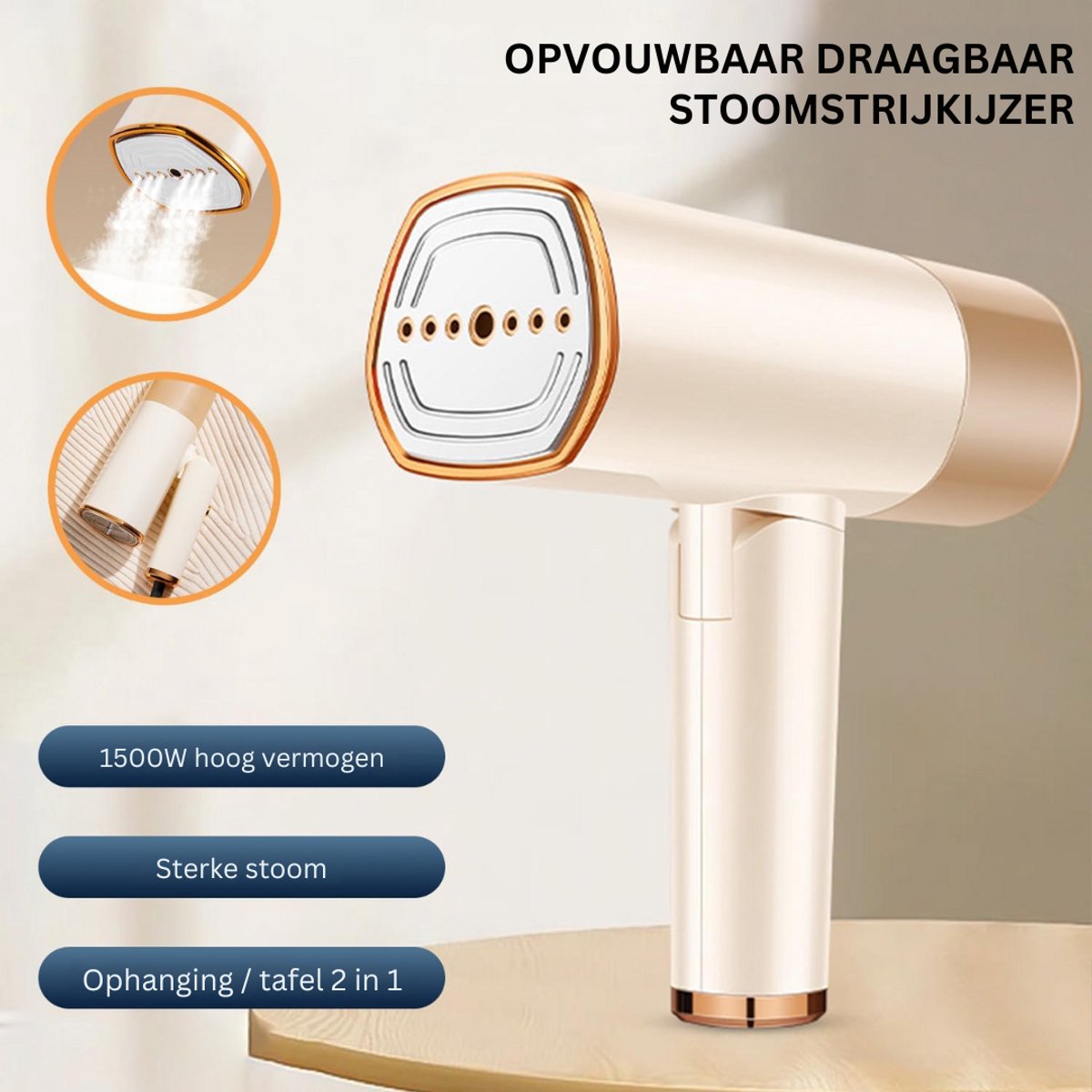 Goodivery Draagbare Opvouwbare Stoomborstel Champagne