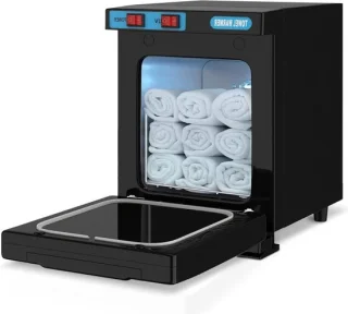 Handdoekwarmer - Desinfectie apparaat - Hygiënisch werken - Stoomdesinfectie UV - 21 cm breed - Zwart