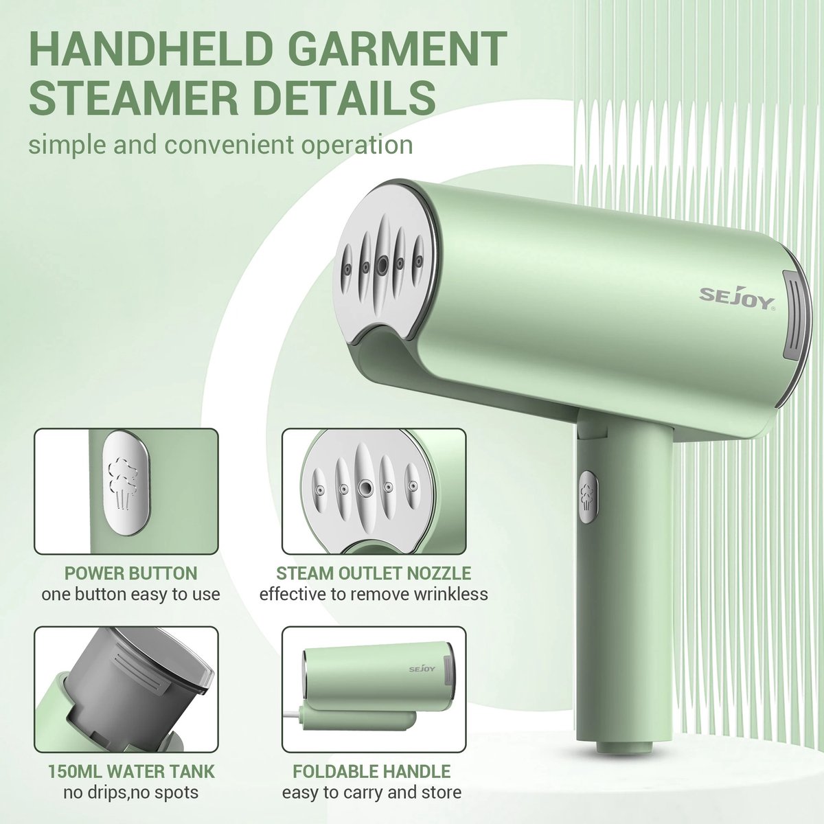 Handheld Kledingstomer 1000W met 150ml Watertank