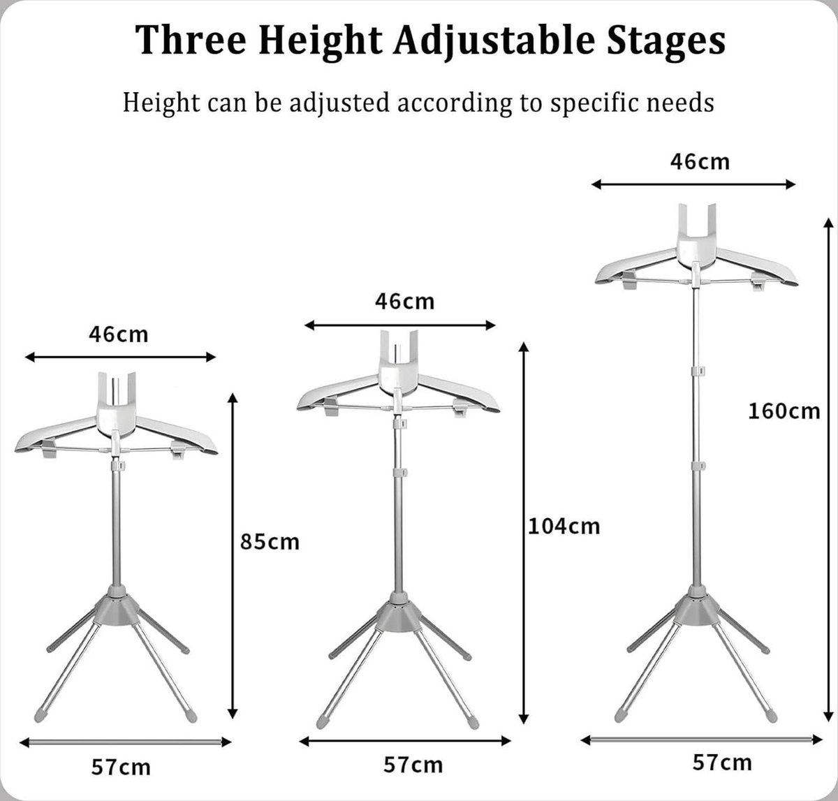 Handheld Kledingstomer met Telescopisch Statief Lichtgrijs