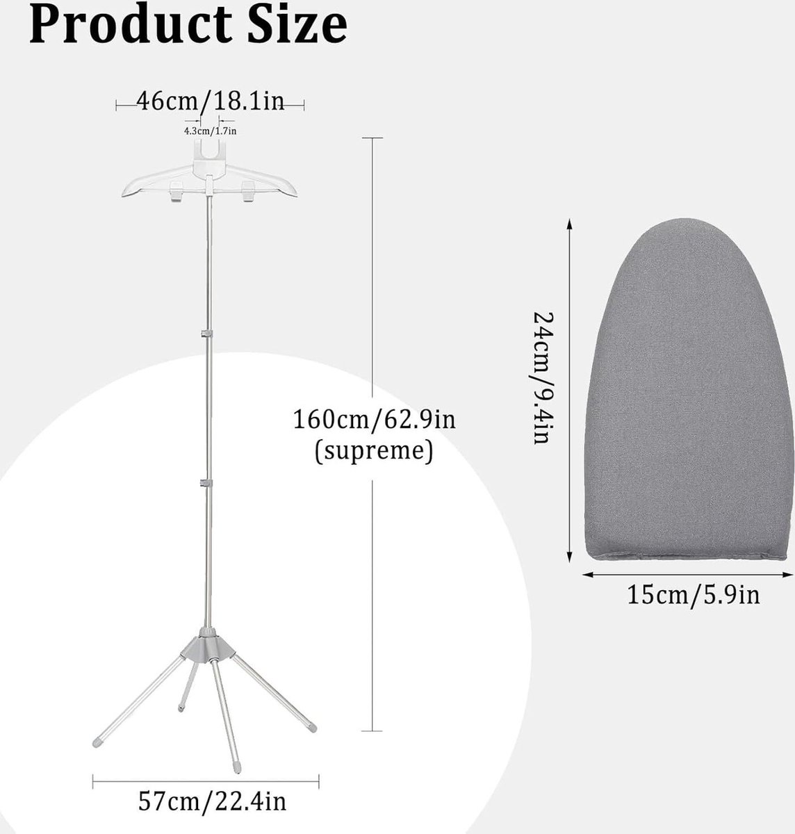 Handheld Kledingstomer met Telescopisch Statief Lichtgrijs