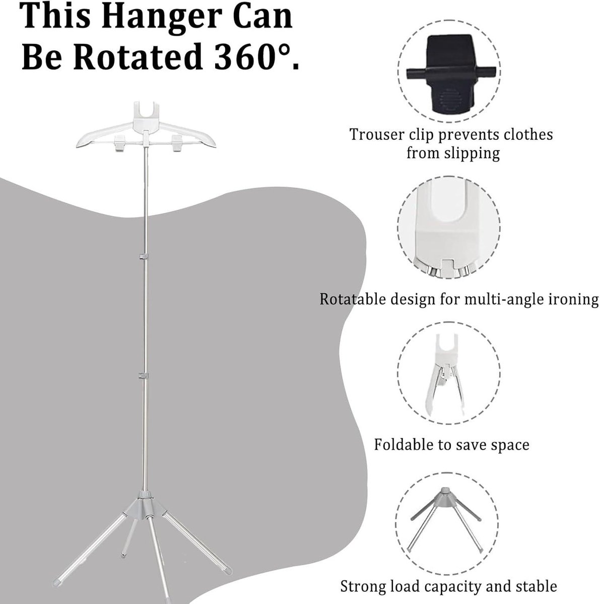 Handheld Kledingstomer met Telescopisch Statief Lichtgrijs