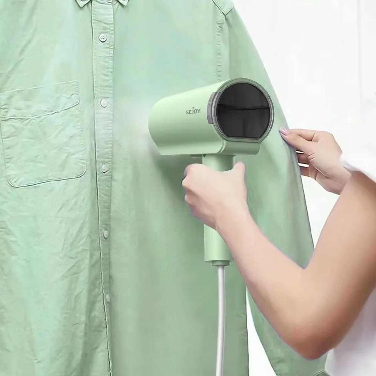 Handheld Stoomstrijkijzer Draagbare Kledingstomer 1000W Licht Groen