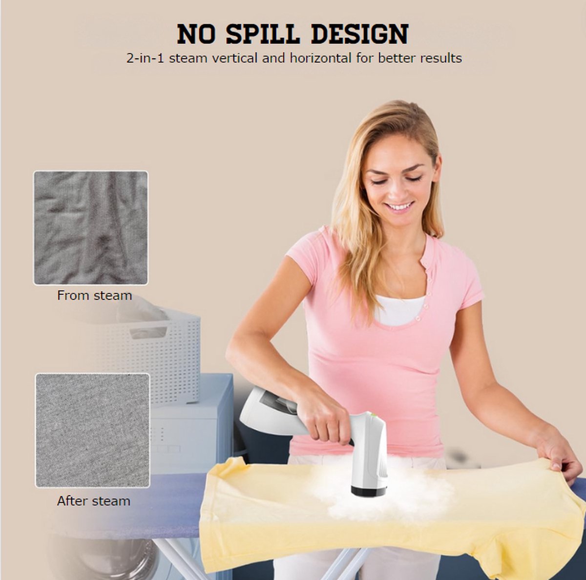 Handstomer 1500W 2-in-1 Kledingstoomapparaat