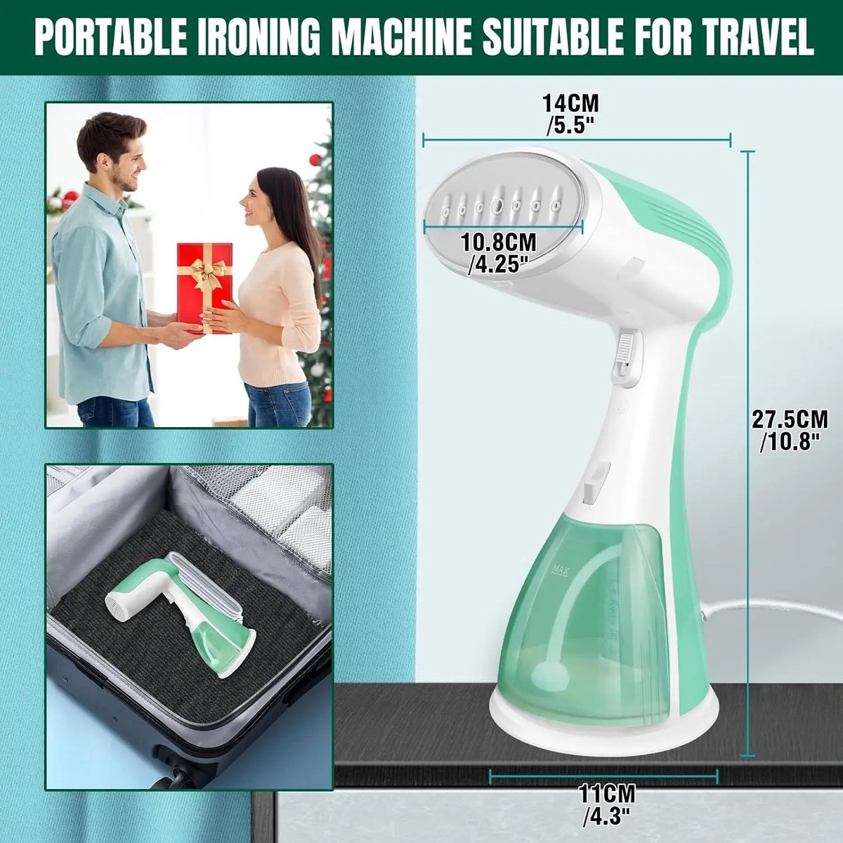Handstomer Kledingstomer 300ml - Lichtgewicht Reisstrijkijzer