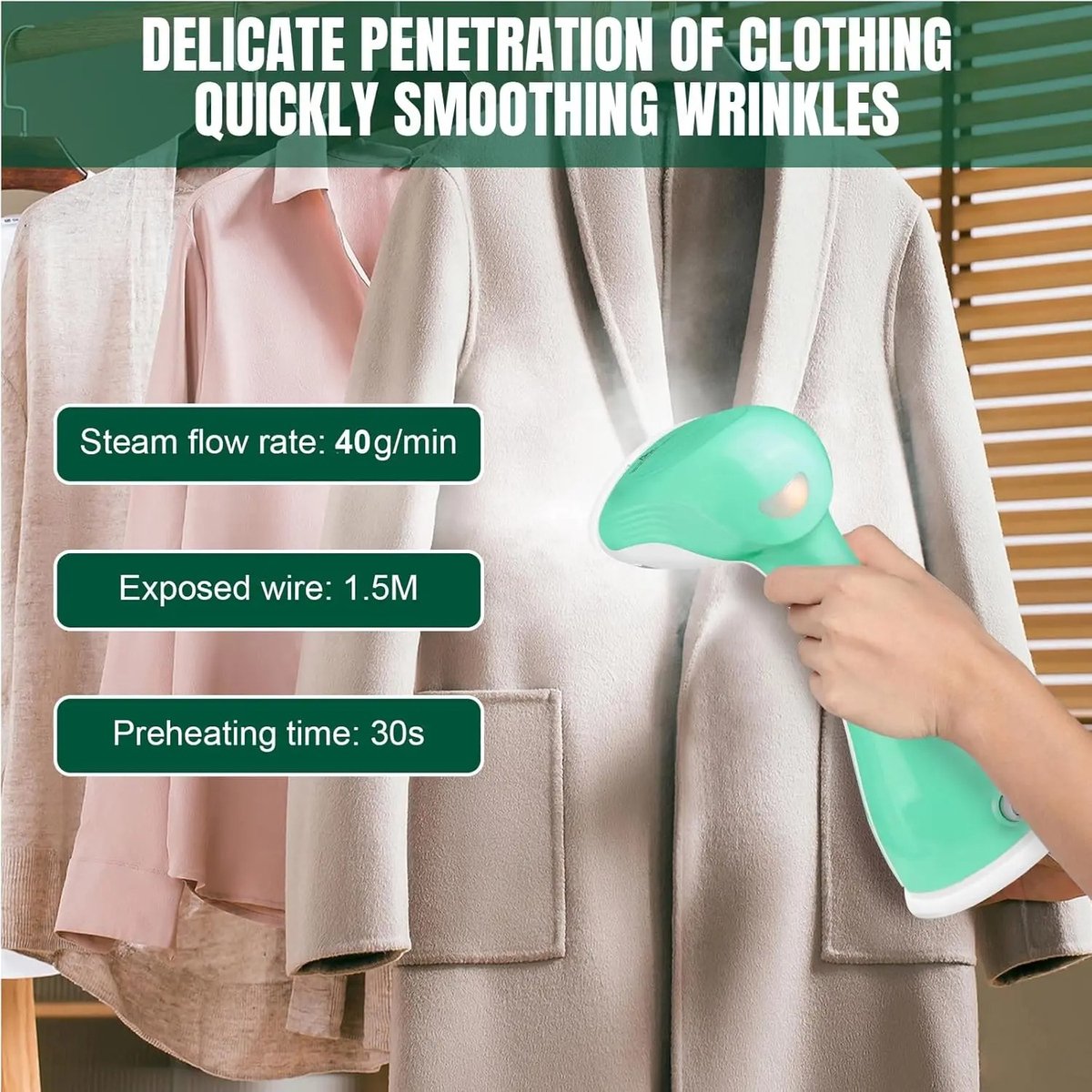 Handstomer Kledingstomer 300ml - Lichtgewicht Reisstrijkijzer