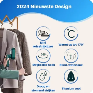 JT Products Luxe Reisstrijkijzer Groen
