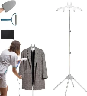 Kledinghanger Kledingstomer - Stoom Statief - Kreukvrij Maken - 360 Graden Draaibaar - Instelbare Hoogte - Grijs