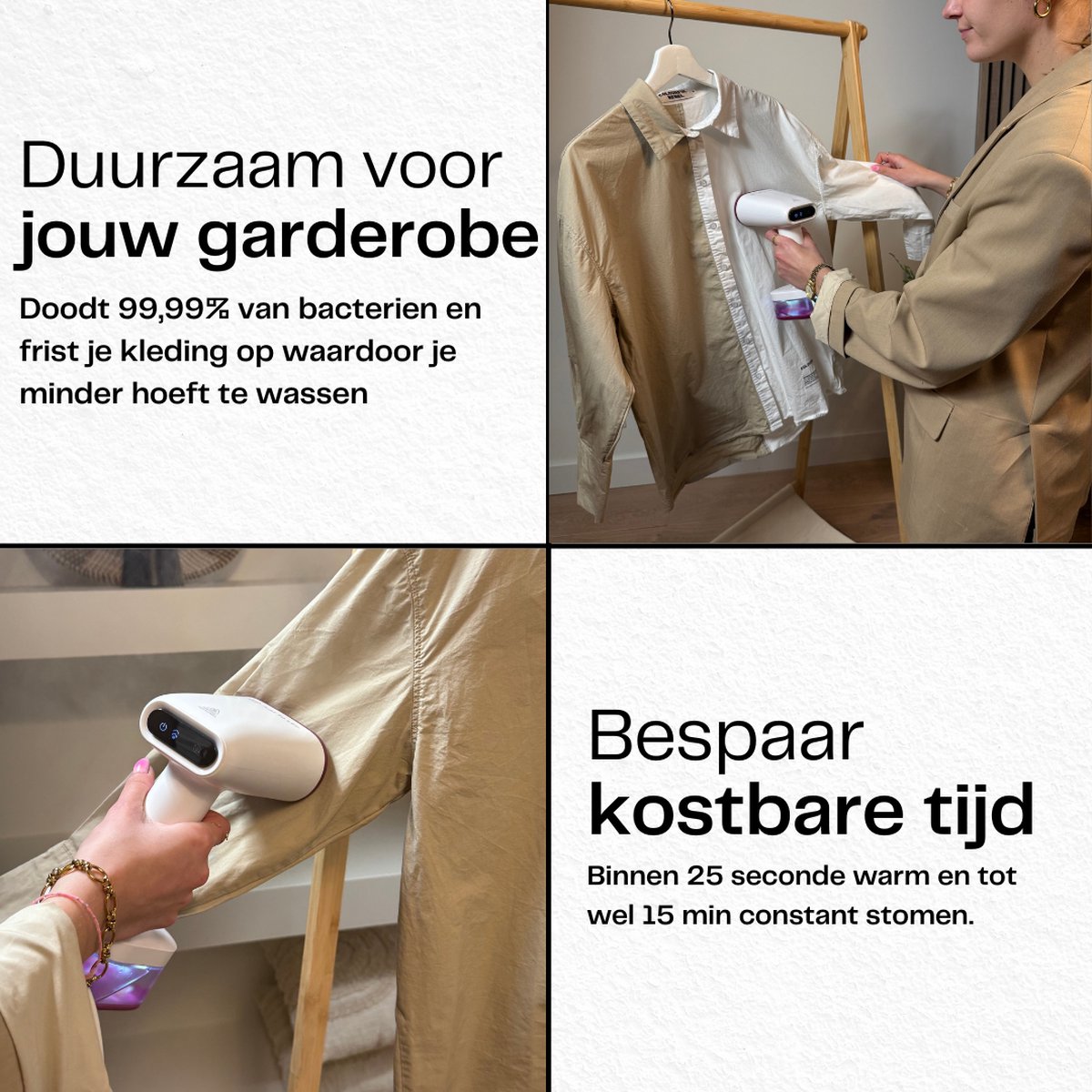 Kledingstomer 1600W met 2 Stoomstanden en Reistas
