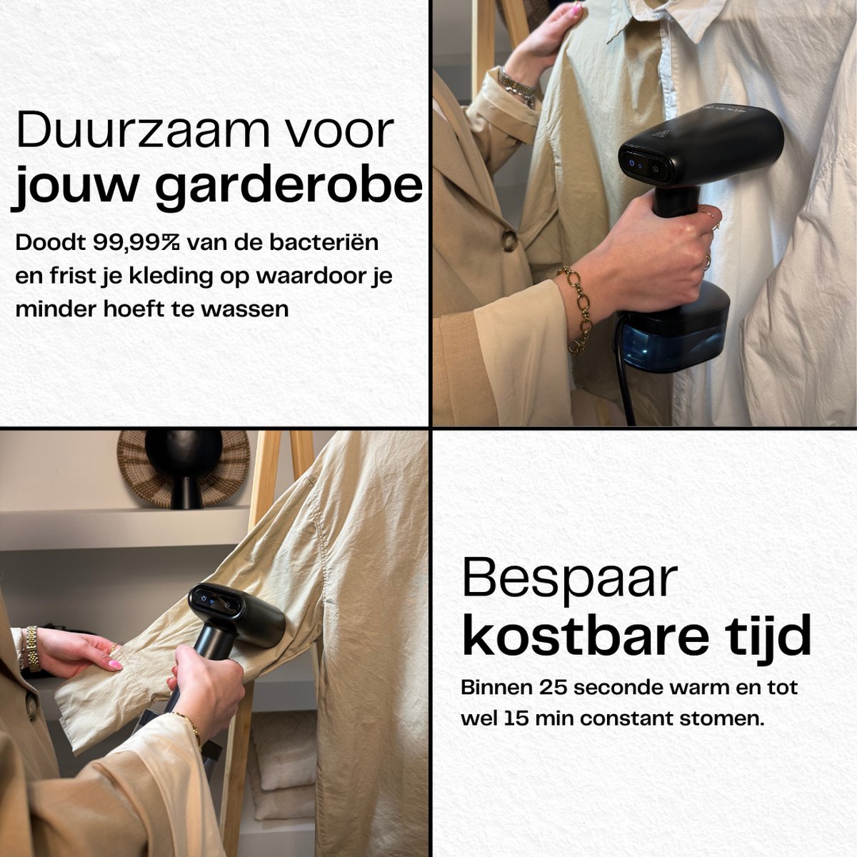 Kledingstomer 1600W met 2 Stoomstanden en Reistas