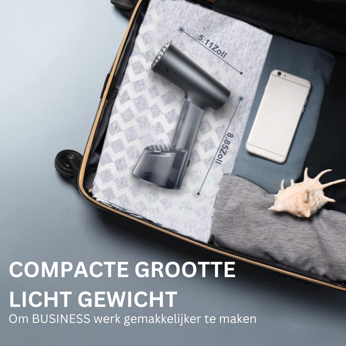 Kledingstomer Grijs 1400W met Borstelkop 300ml