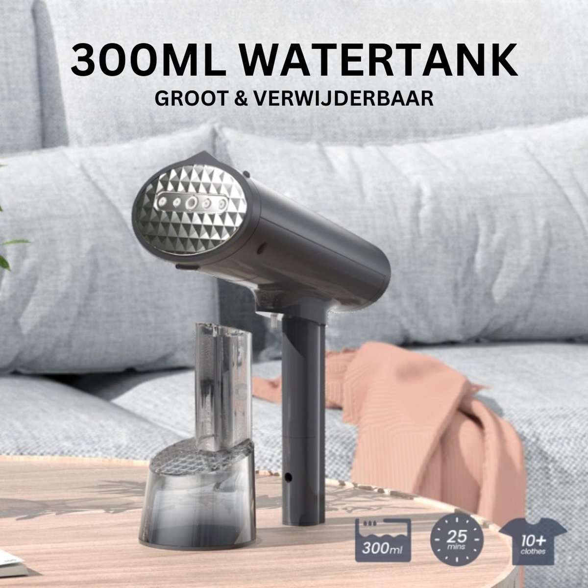 Kledingstomer Grijs 1400W met Borstelkop 300ml