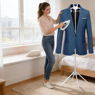 Kledingstomerhouder - Stoomrek - Kleding Verzorgen - Telescopisch Verstelbaar - 160 cm Hoog - Grijs