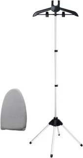 Kledingstoomrek met strijkplank en stoomhouderhanger - 160 cm - grijs