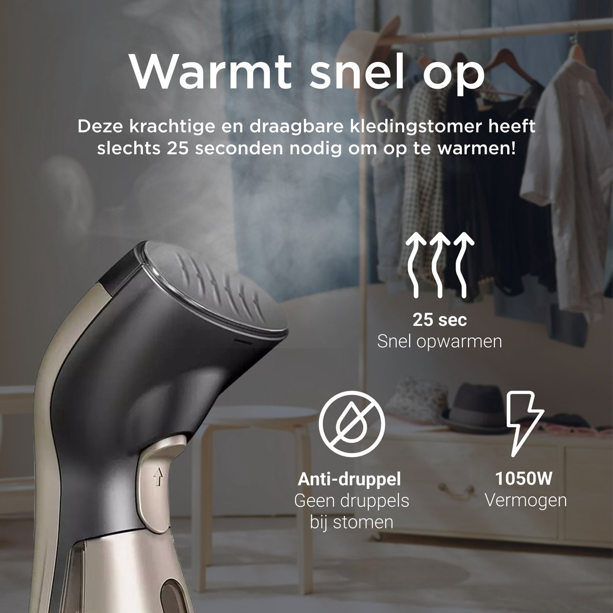 Wat vinden we goed aan de L.O.B. GOODS SteamWave Kledingstomer Goud