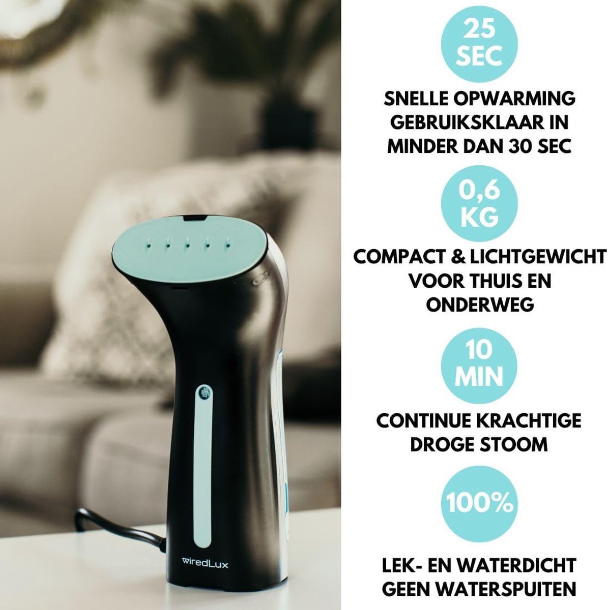 Luxe Verticale Kledingstomer Handheld Zwart