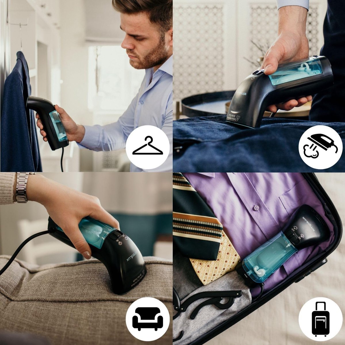 Luxe Verticale Kledingstomer Handheld Zwart