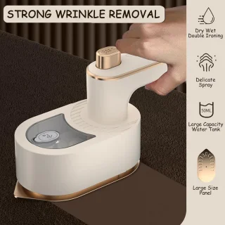 Mini reisstoomstrijkijzer (beige)