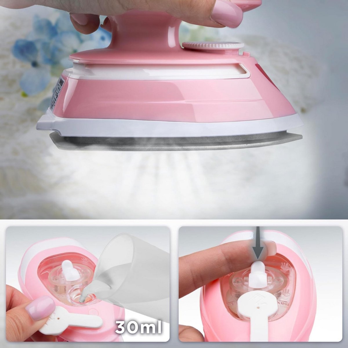 Mini Reisstrijkijzer met Stoom