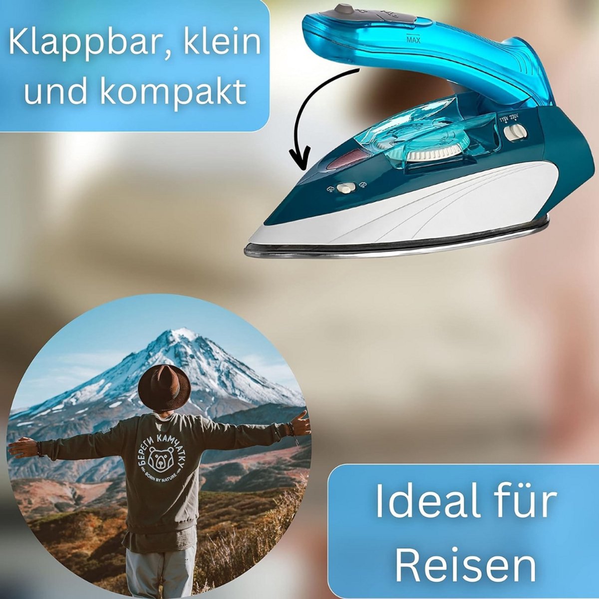 Mini reisstrijkijzer met stoom
