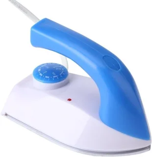 Mini strijkijzer - draagbaar stoomstrijkijzer - blauw wit