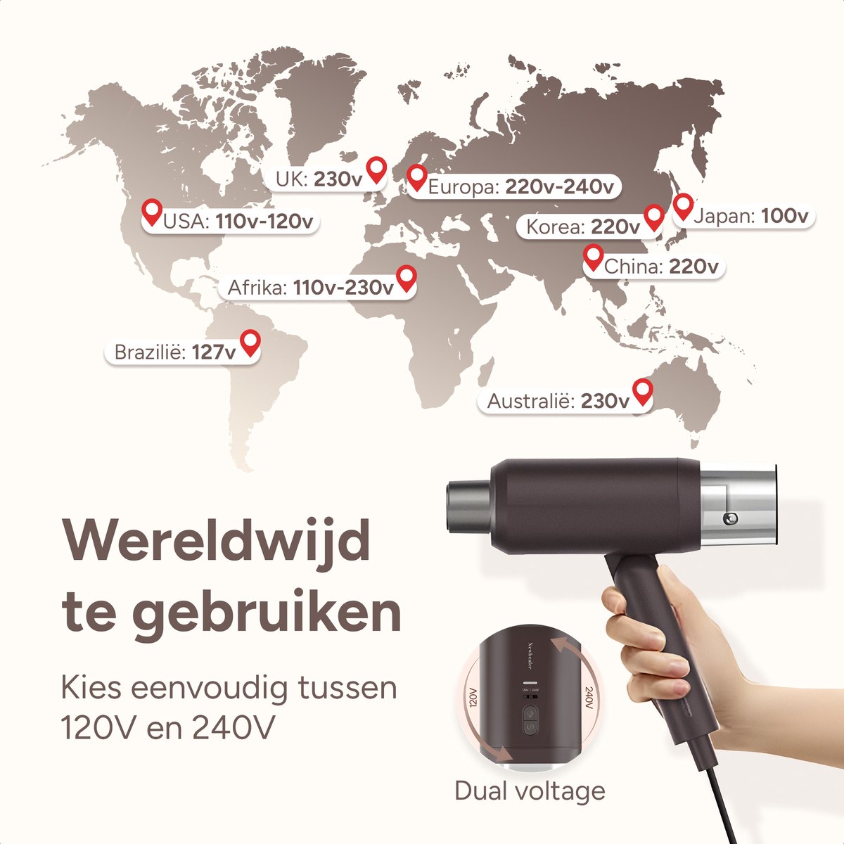 Newbealer Handstomer Dual Voltage 1200W Bruin