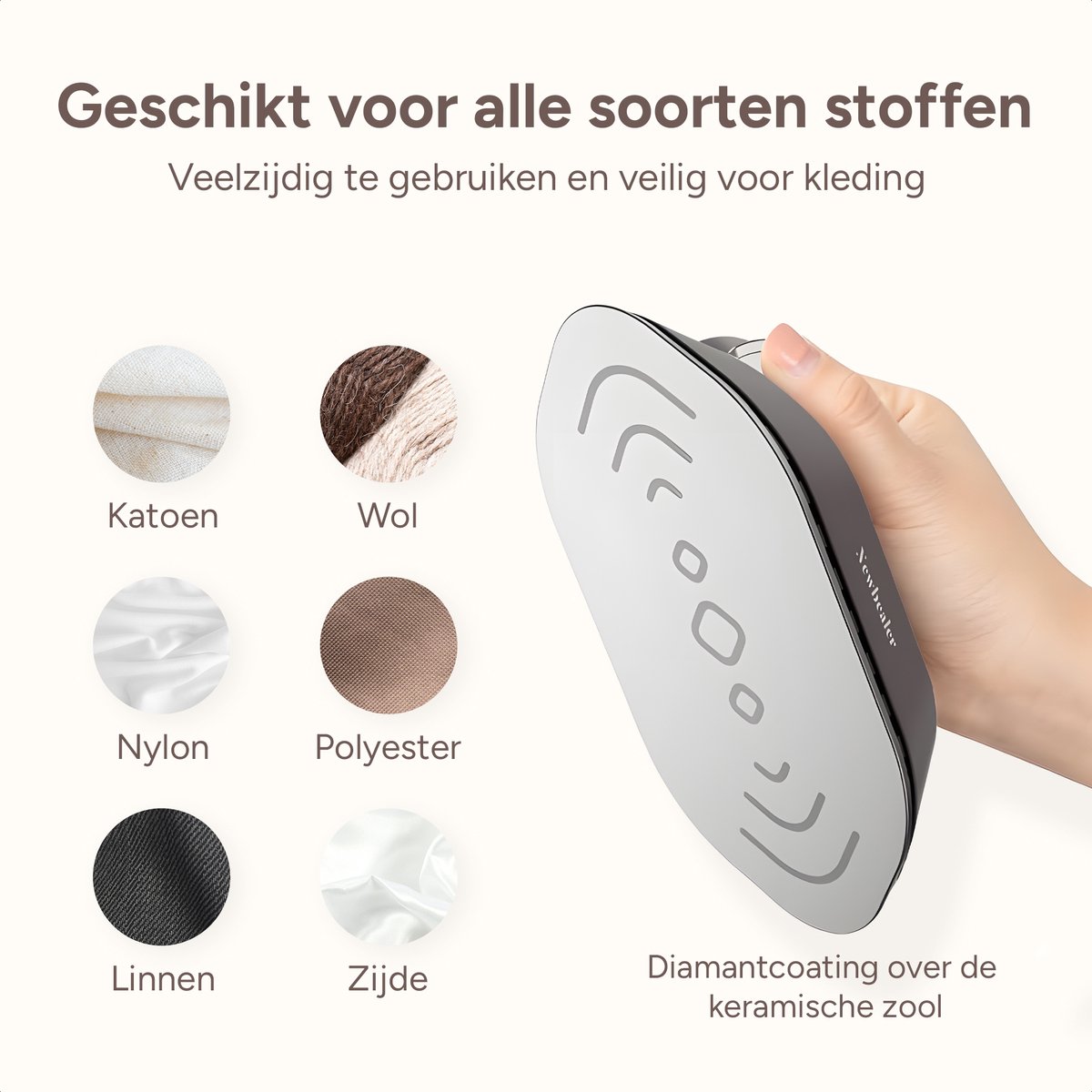 Newbealer Mini Reisstrijkijzer Dual Voltage Bruin/Zilver