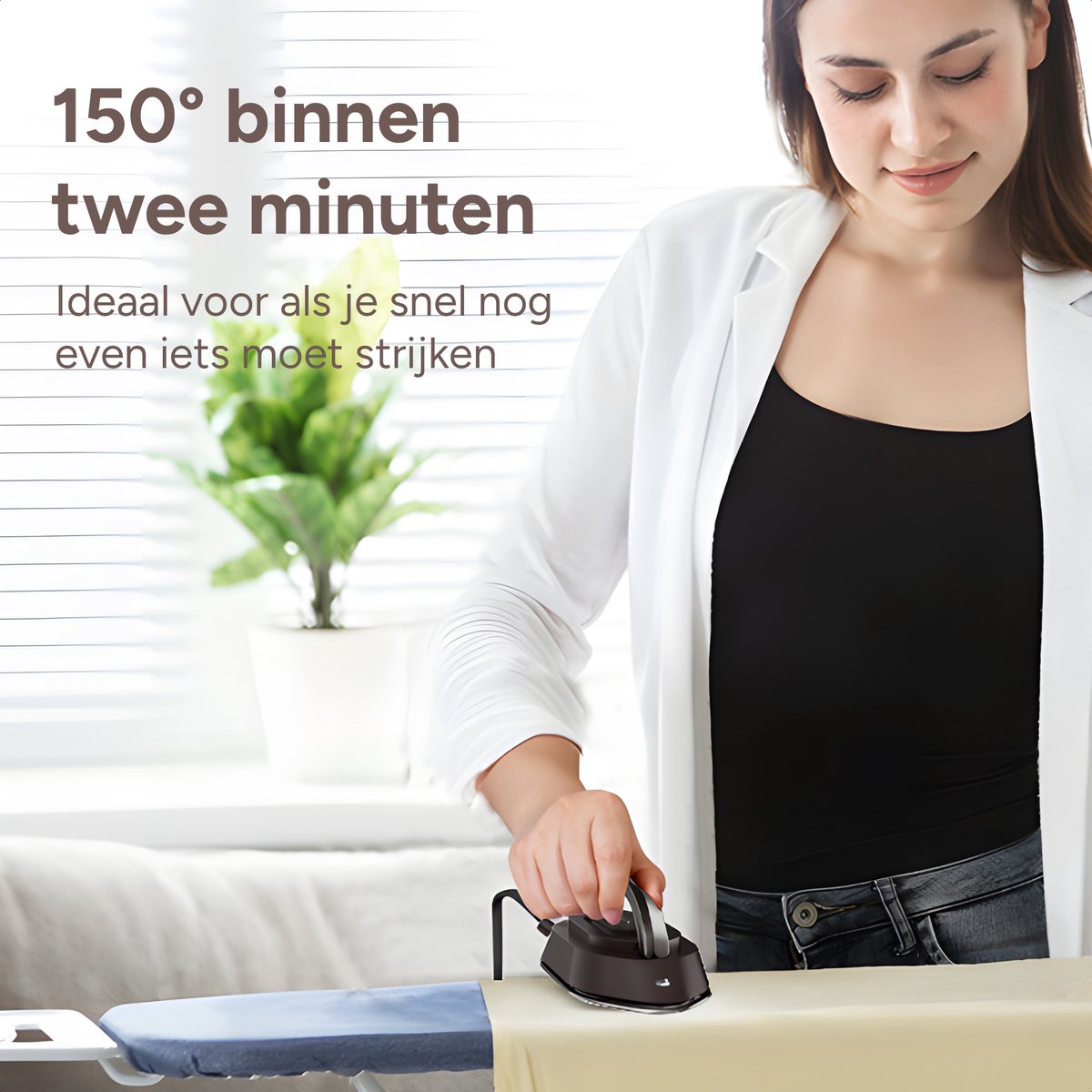 Newbealer Mini Reisstrijkijzer Dual Voltage Bruin/Zilver