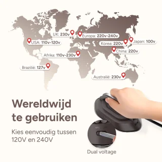 Newbealer Mini Reisstrijkijzer Dual Voltage Bruin/Zilver