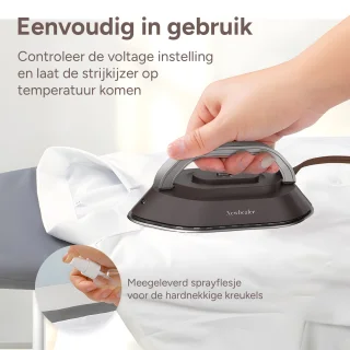 Newbealer Mini Reisstrijkijzer Dual Voltage Bruin/Zilver