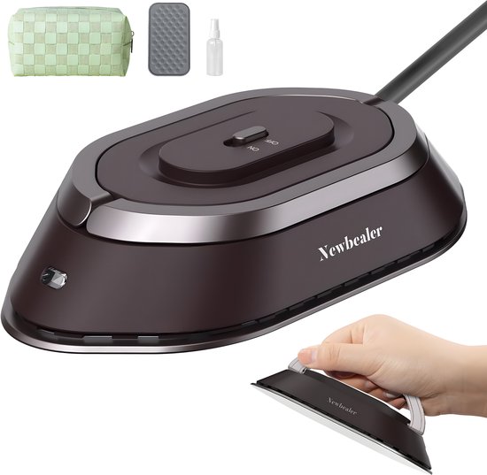 Newbealer Mini Reisstrijkijzer Dual Voltage Bruin/Zilver