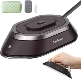 Newbealer Mini Reisstrijkijzer Dual Voltage Bruin/Zilver
