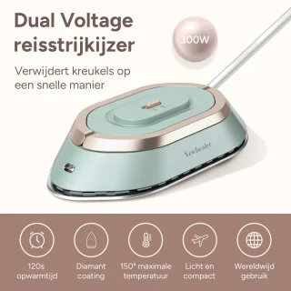 Newbealer Reisstrijkijzer Dual Voltage Groen/Goud