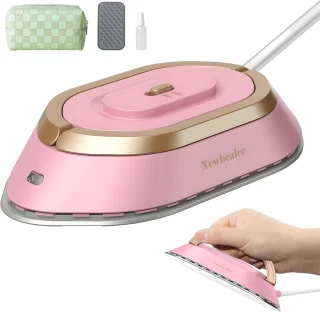 Newbealer Reisstrijkijzer Dual Voltage Mini Roze/Goud