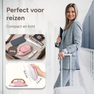 Newbealer Reisstrijkijzer Dual Voltage Mini Roze/Goud