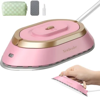 Newbealer Reisstrijkijzer Dual Voltage Mini Roze/Goud