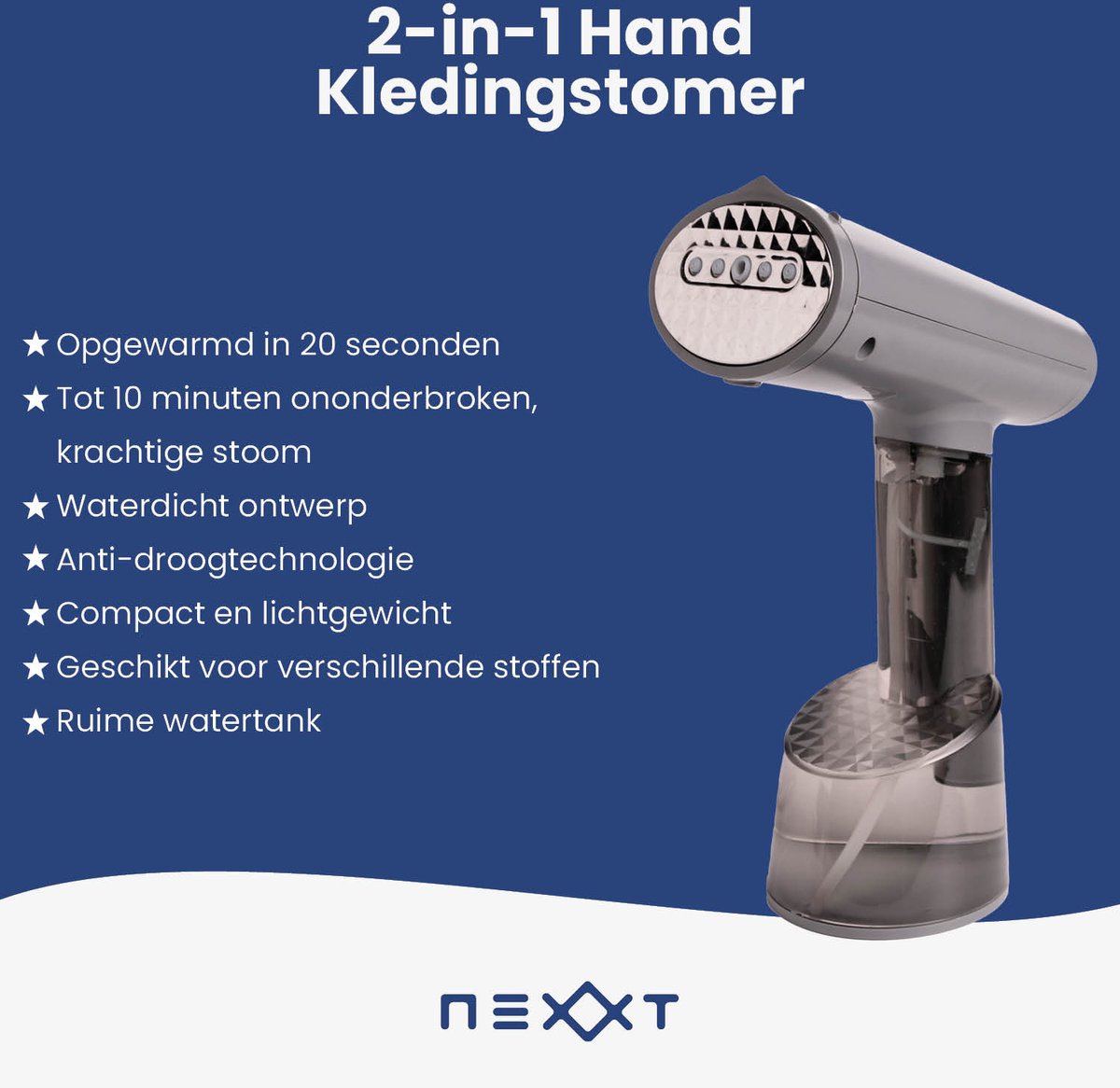 Nexxt Kledingstomer Handstomer met Afneembare Watertank 250ML