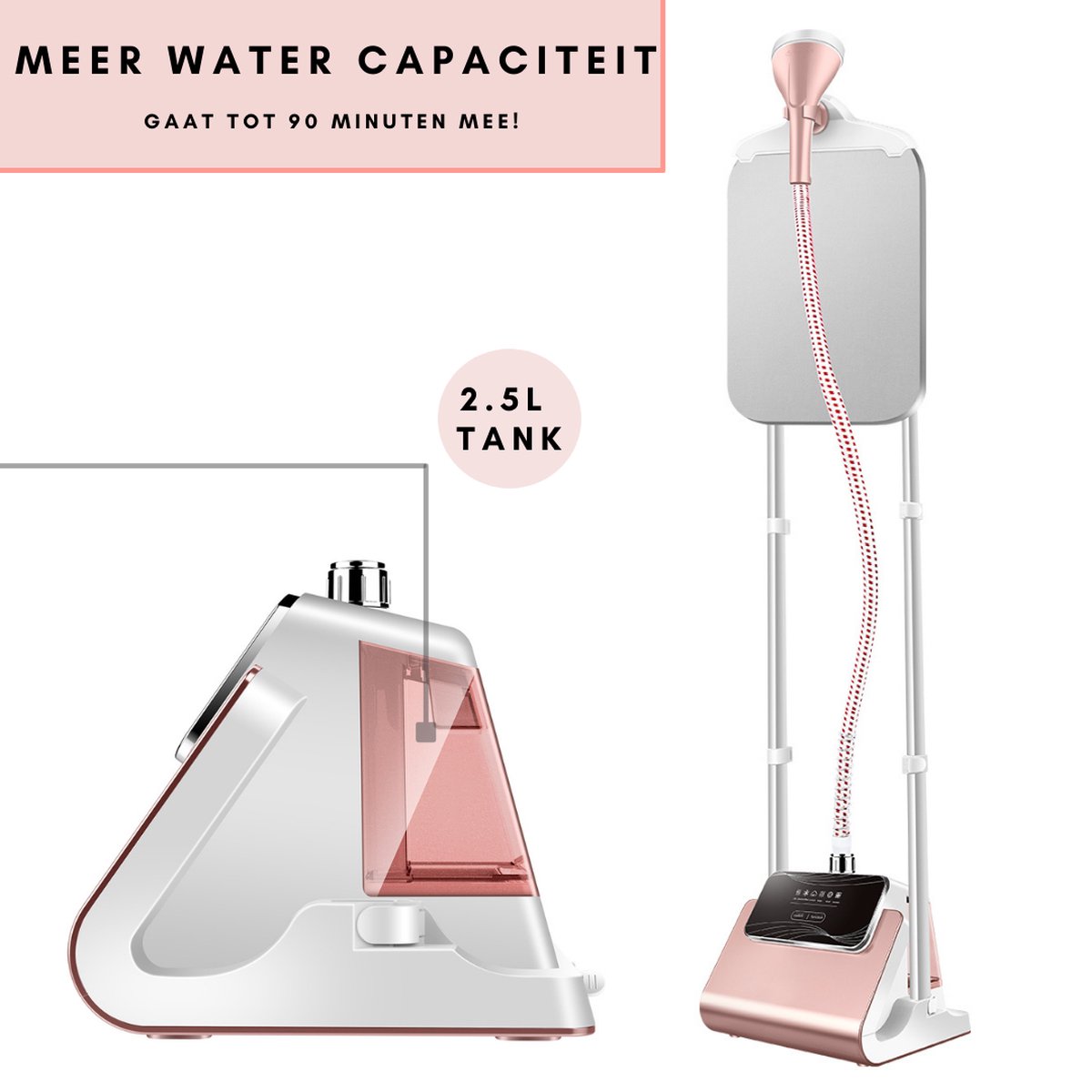 Niceey Kledingstomer met Strijkplank 1800W Wit/Roze