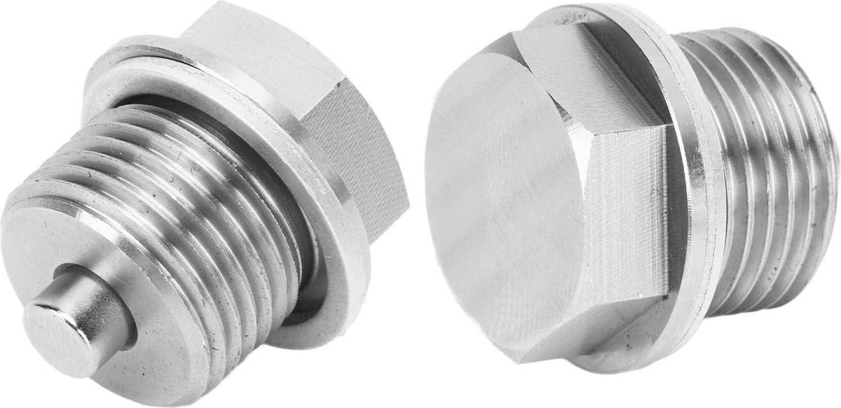 Olieaftapplug RVS met Sluitringen 2 Stuks Magnetisch