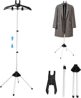 Opvouwbaar Stoomrek - Kledinghanger Droger - Kreukvrije Kleding - 3 Hoogte Verstelbaar - 160 cm Hoog - Zwart