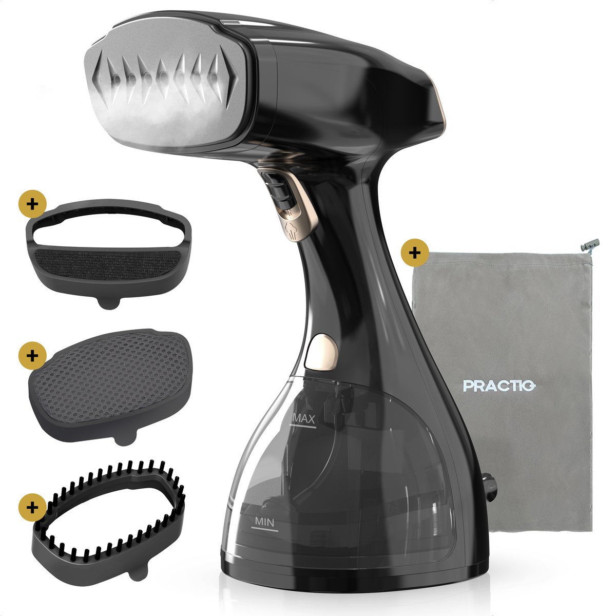 PRACTIQ SteamPro 1500W Handstomer 300ml Zwart/Goud