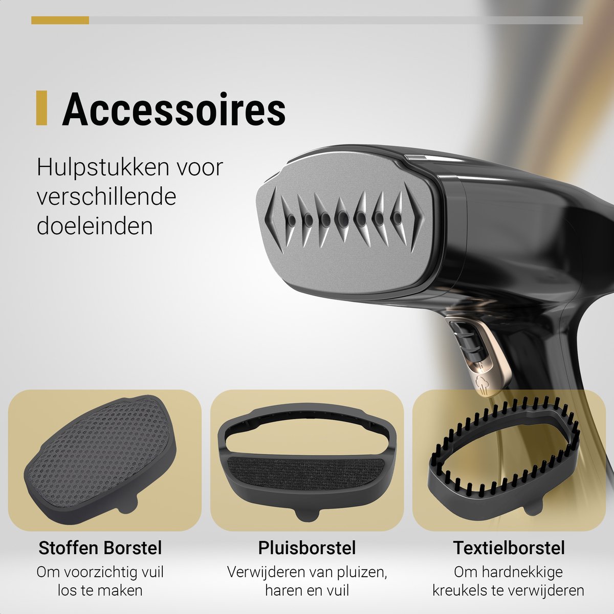 PRACTIQ SteamPro 1500W Handstomer 300ml Zwart/Goud