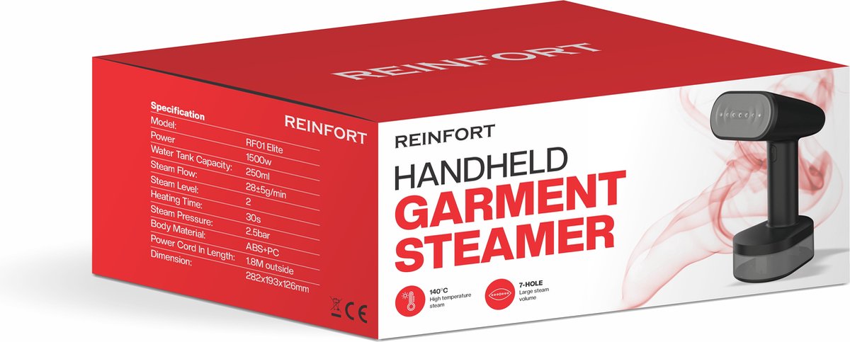 REINFORT Kledingstomer 1600W Handstomer Zwart
