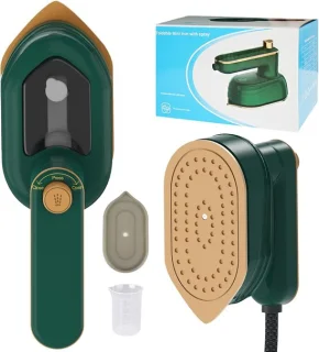 Reisstrijkijzer en kledingstomer (groen)